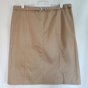 Womens BCBGMAXAZRIA Tan Lined Pencil Skirt Detailed Waist w Back Zipper Size 6